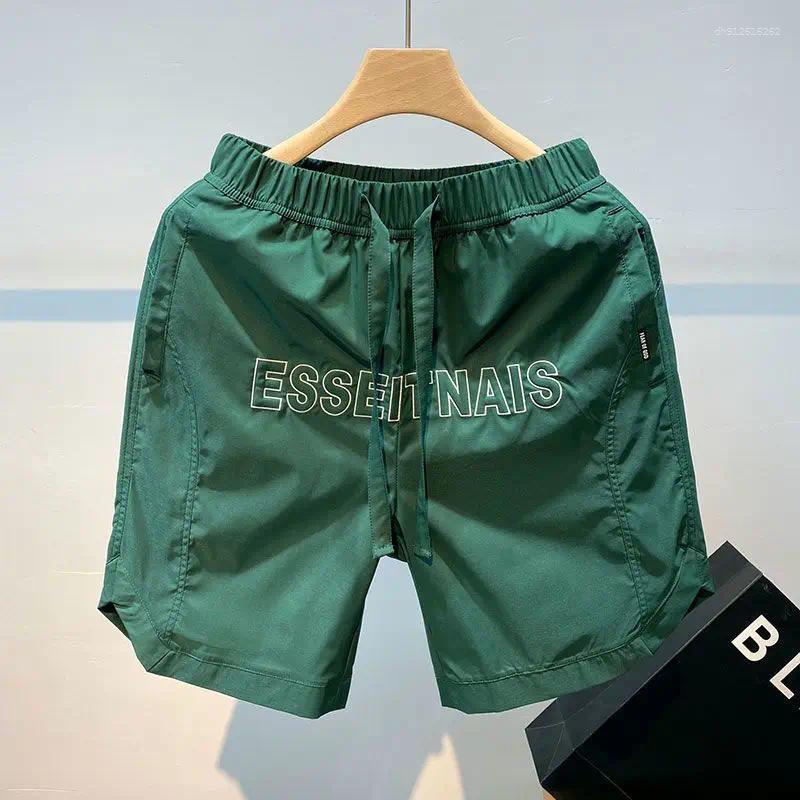 Men's Shorts Embroidered Quick-Drying Fashion Brand Ins Ice Silk 5 American High Street Sports Summer Thin Pants