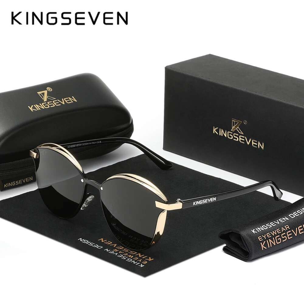 KINGSEVEN Fashion Cat Eye Polarized Sunglasses Women Ladies Driving Butterfly Glasses Men UV400 Large Frame Eyewear