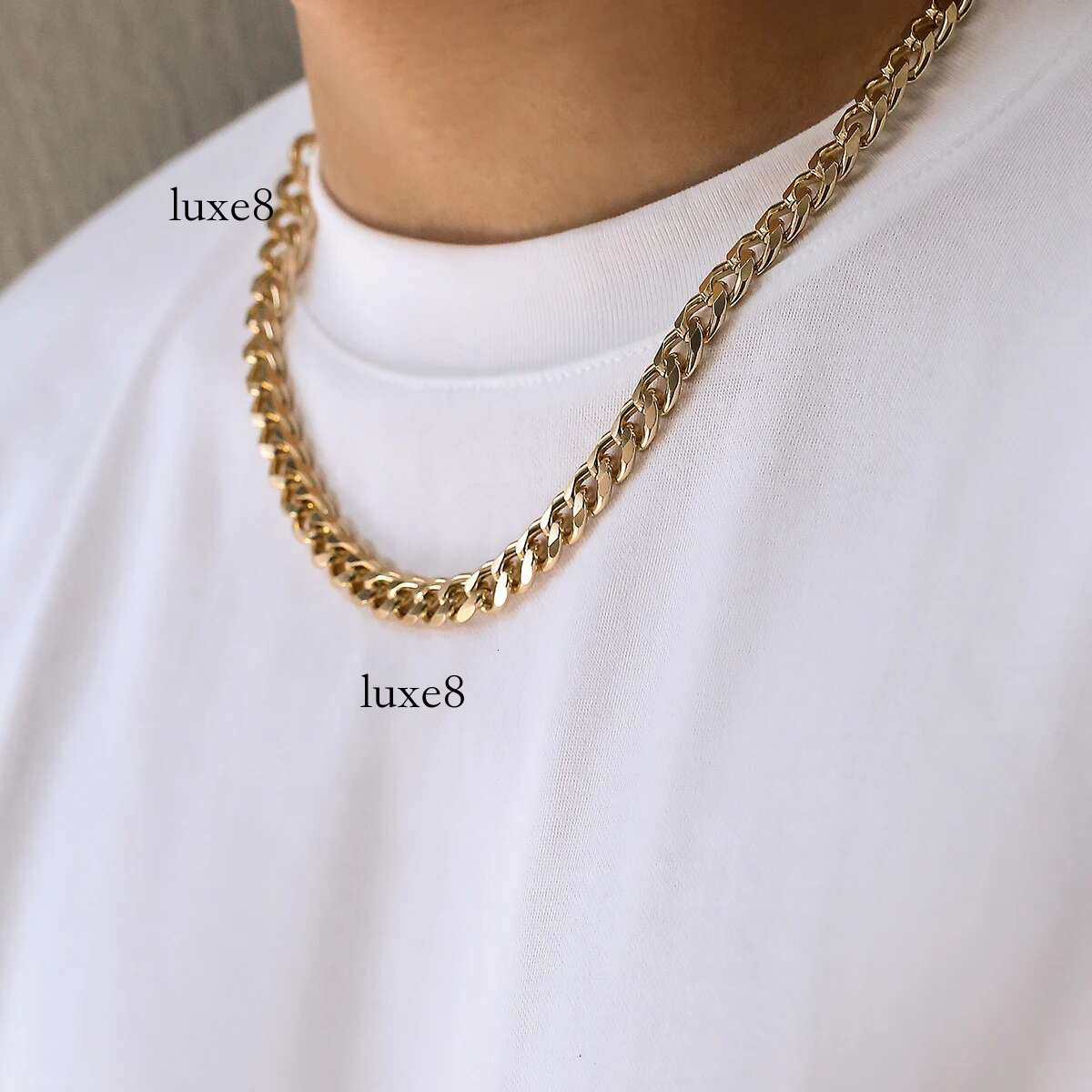 KunJoe Simple Cuban Necklace for Men Gold Color/Black Metal Aluminium Chain On The Neck Choker Jewelry Party Male DIY Gift