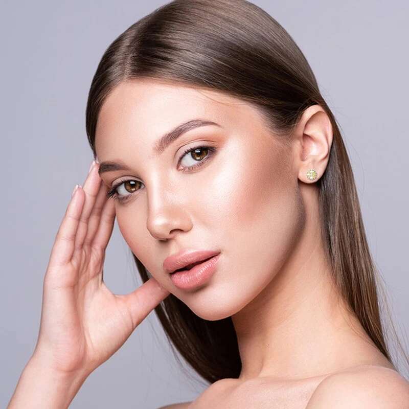 Real Sterg Sier Round Cut D Color Moissanite Halo Stud Earrings For Women Hip Hop Jewelry Passed Dia Test