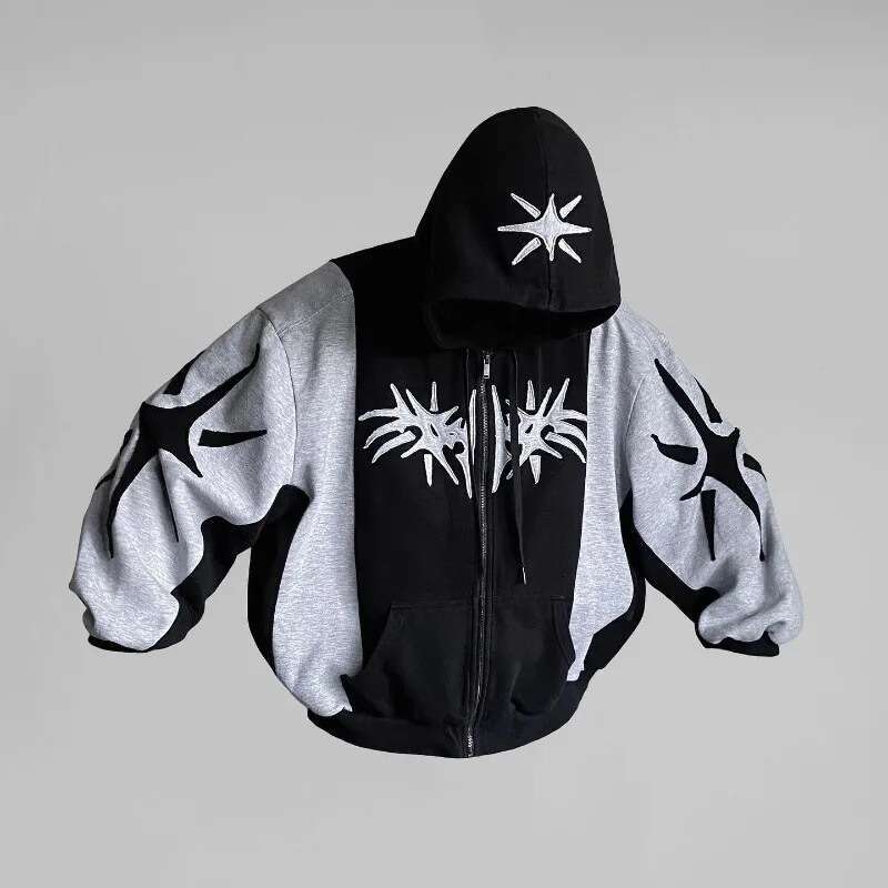 Y2K new patchwork men's and women's street loose trend hoodie