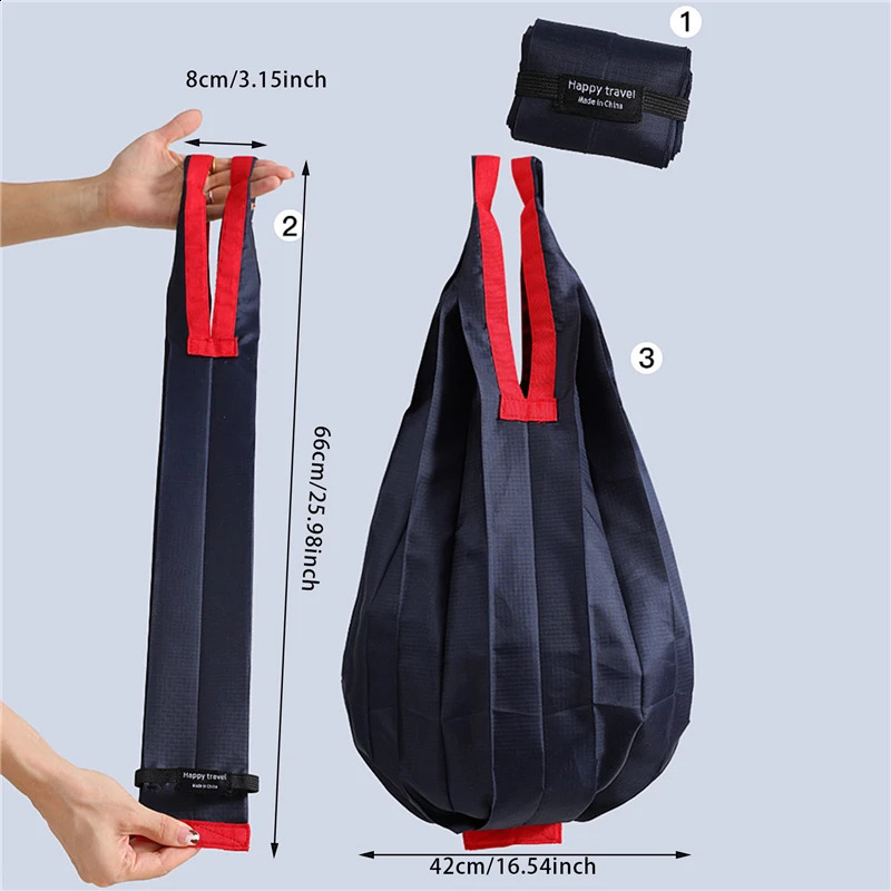 Nylon reusable shopping bag large portable environmentally friendly foldable shoulder handbag 250221