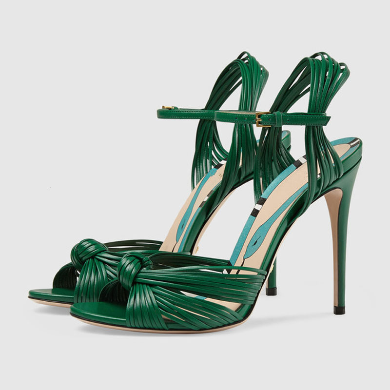 Summer New Fashion High Heel Sandals with Gold Braided Strap, Wedding Banquet, Small Heel, Large Fish Mouth Women's Shoes