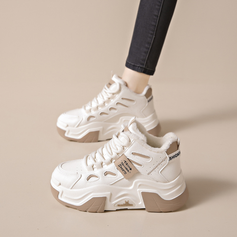 Plush High Top 2025 New Product Designer Warm And Plush Anti Slip Casual Height Increasing Cotton Shoes For Women Fashion Sports Short Boots