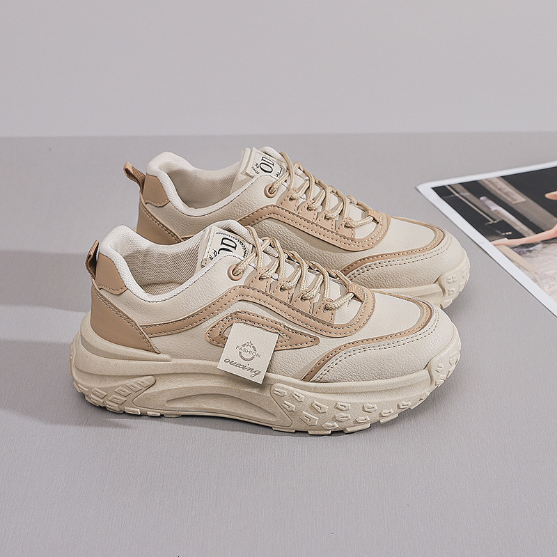 White Shoes With Thick Sole Designer s New Leather Soft Sole For Training And Running In 2025 Thick Sole For Increasing Height Casual Women s Running 