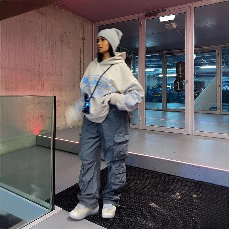 Street hip-hop pattern printed autumn and winter personalized casual design hooded pullover hoodie