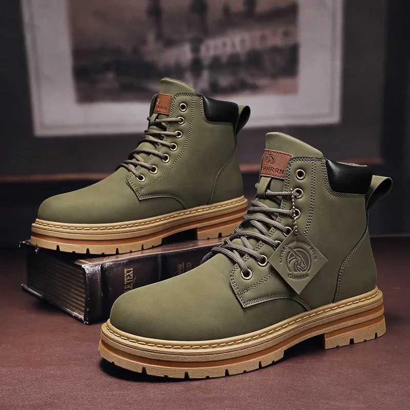 Mens leather boots fashionable motorcycles mens ankle boots winter boots mens shoelaces Botas Hombre Z250303