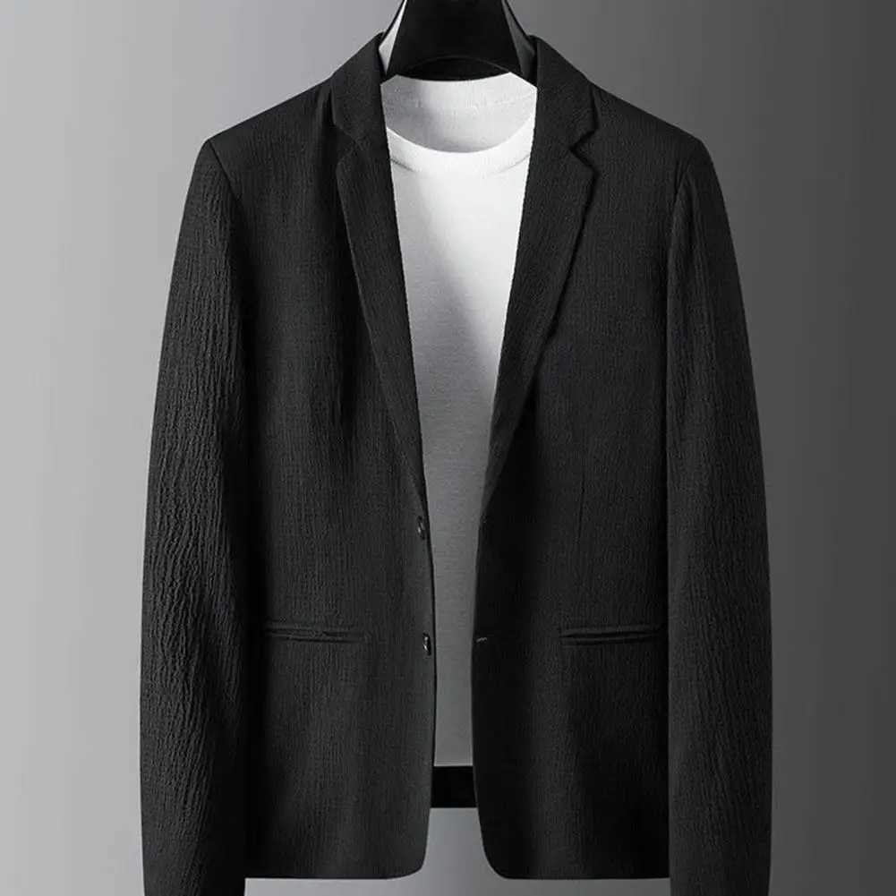 Mens Two-piece Suit Striped Pleated Men Blazer Pants Set Pleated Drawstring Loose Lapel Pockets Thin Formal Business Men Set M250303