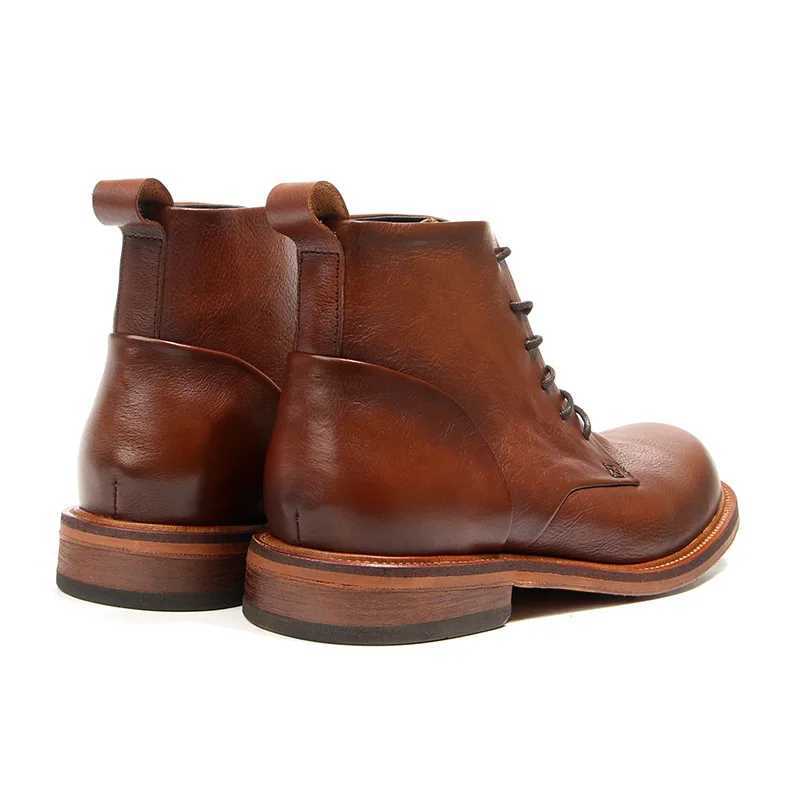 CLAIAMI Handmade Cow Leather Ankle Men Boots Polished Men Shoes Luxury Trendy Lace-up Rubber Men Boots Shoes Mens Boots Z250303
