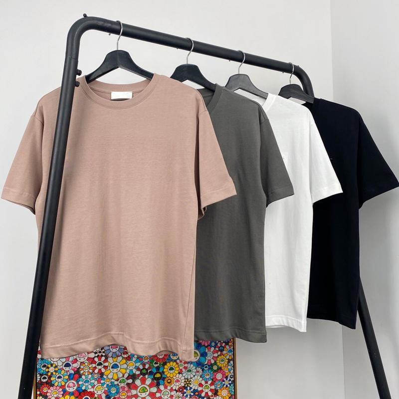 Classic Crew Neck Tees Casual High Street Shirt Simple Solid Print Tshirt Unisex Summer Breathable T-Shirt