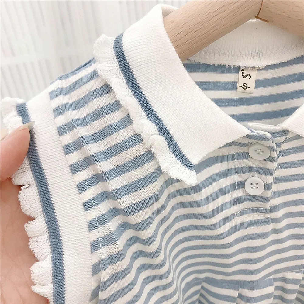 Boys and Girls Summer Clothes Striped Short Sleeve Polo Dress Brother Sister Children 250221