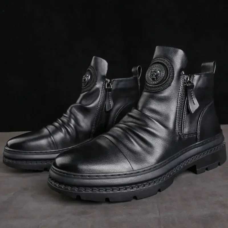 Mens Leather Boots Men Casual Shoes Comfortable Anti Slip Wear-resistant Shock Absorption Walking Male Shoes Boots For Men Z250303