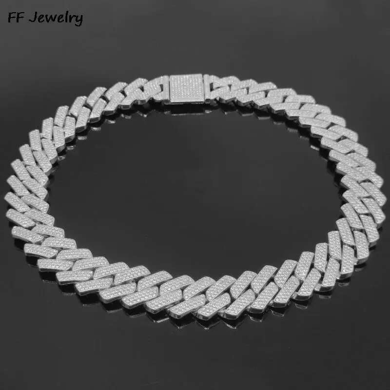 Prong k Chain Hip Hop Men iced out p chain 2/3 Row Rhie Paved Miami Rhombus Cuban Necklace