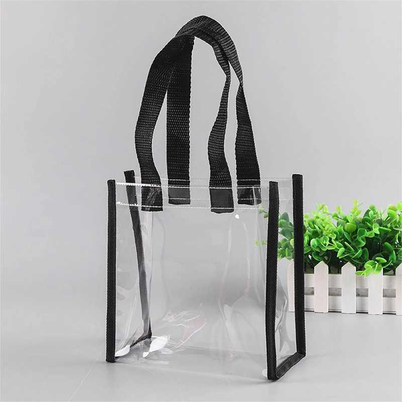 New Arrival Womens Lightweight Handle Waterproof Transparent Shopping Bag Shoulder Carrying Handbag T250303