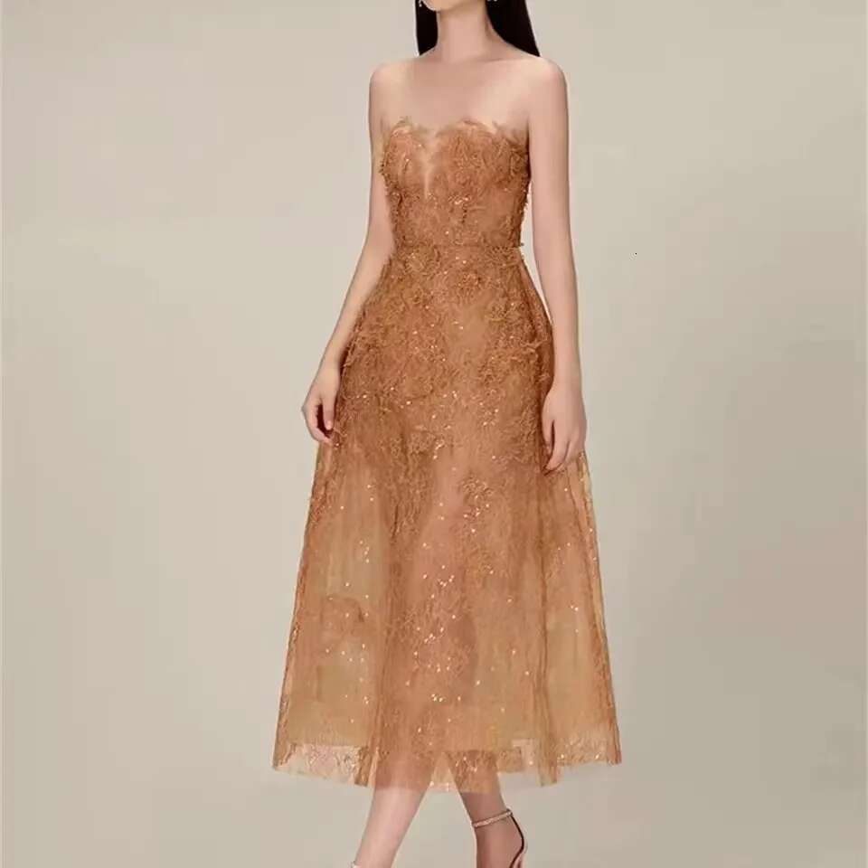 Runway Women's Party Dress Fashion Designer Summer O Neck Sleeveless Patchwork Lace Mesh Ral Sequin Prom Long Vestidos