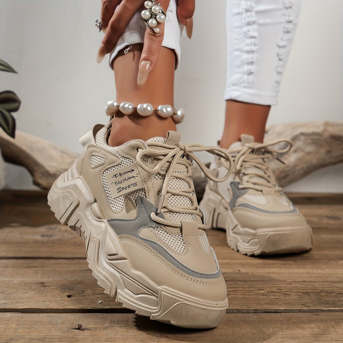 Women S Fashion Designer Sport 2025 New European Edition Multi Functional Thick Bottom Spring And Autumn Leisure Outdoor Shoes