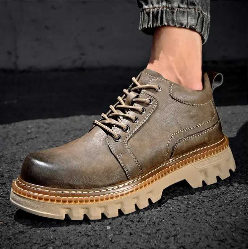 New Genuine Leather Men Boots Cow Leather Upper Durable Sole Lace up Autumn Winter Boots Daily Leisure Outdoor Shoes For Man Z250303