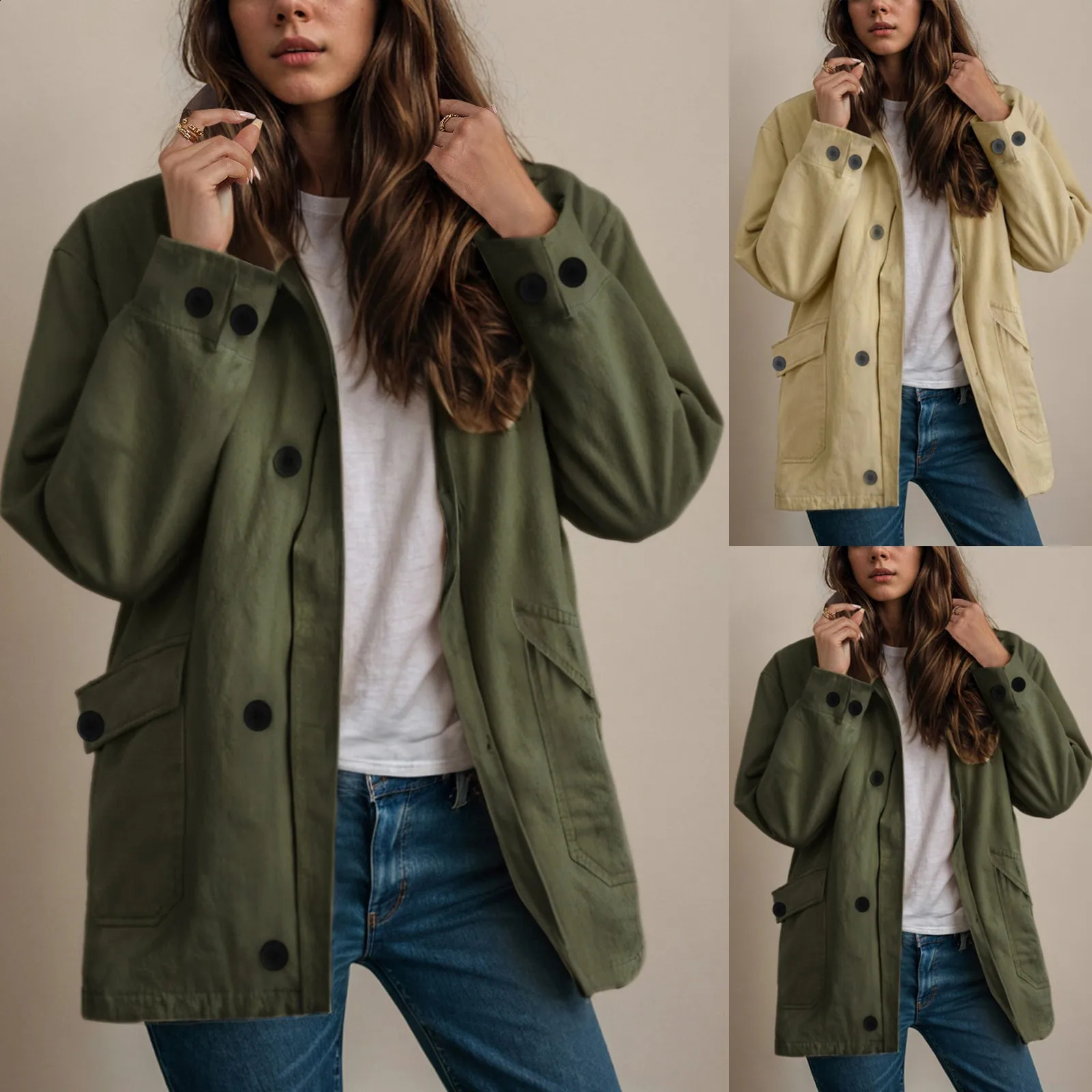 Womens oversized barn jacket button down canvas Corduroy lapel autumn fashion womens clothing 250228