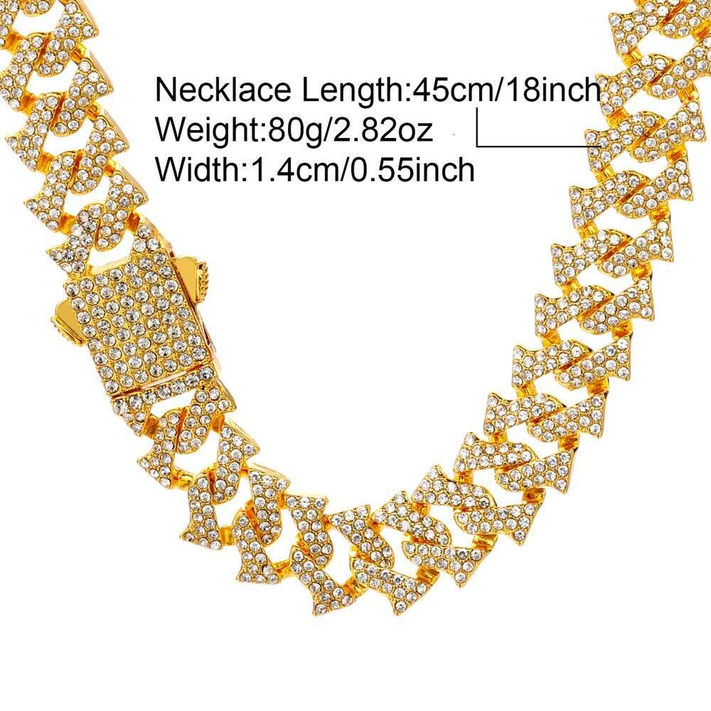 HIP HOP 14MM Cuban k Chain 2Row Iced Out Rapper Heavy Necklaces Bracelet For Men Women Choker Jewelry