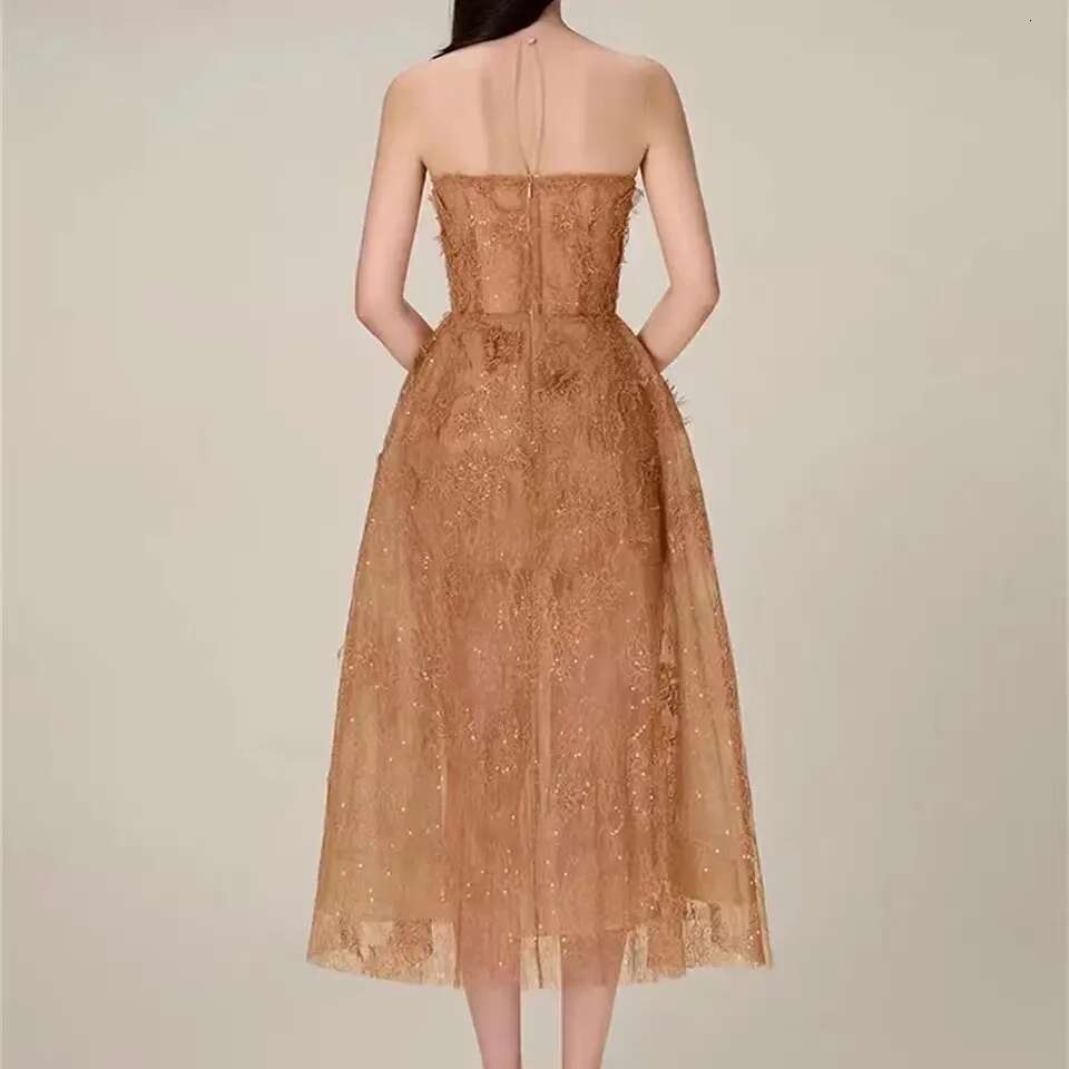 Runway Women's Party Dress Fashion Designer Summer O Neck Sleeveless Patchwork Lace Mesh Ral Sequin Prom Long Vestidos