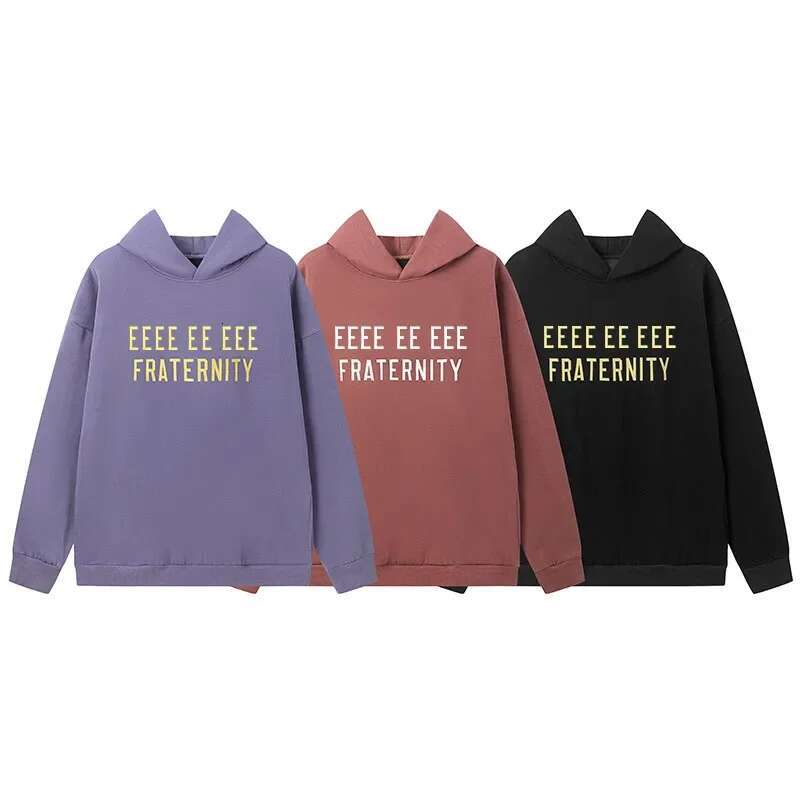 Fw24 Fashion Brand Chest Two Rows Letter Hoodies Design Men's High Street Cotton Loose Hoodie Sets