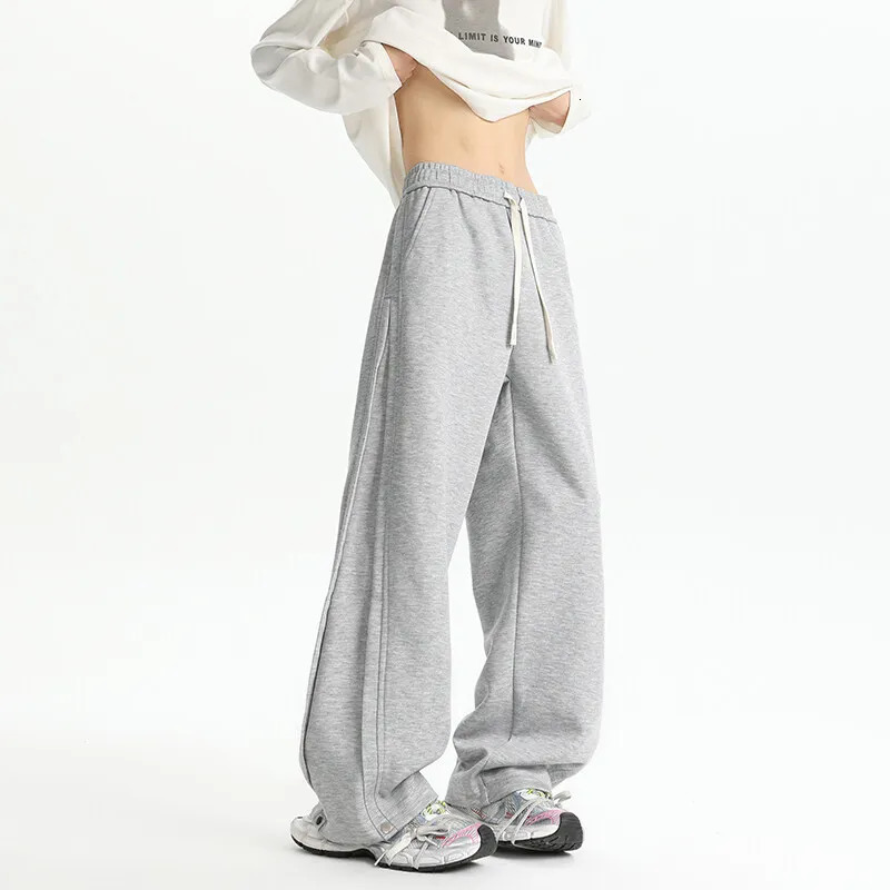 Mens Casual Pants Spring Summer Straight Wide Leg Elastic Waist Patchwork Solid Color Plus Size Relaxed Fit Comfort Stretch Breat 250303Z