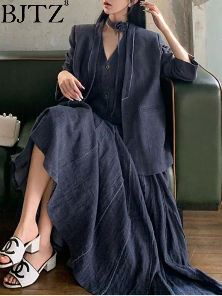 BJTZ Gray Lowkey Highend Style Exudes A Slimming And Casual Temperament Fashionable Niche Outerwear Three Piece Set 250225