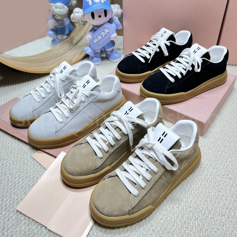 Luxury Women Gymnasium Sneakers Designers Suede leather Lace-up Flat Shoes Vintage Run Trainer Casual Shoes Size 35-40
