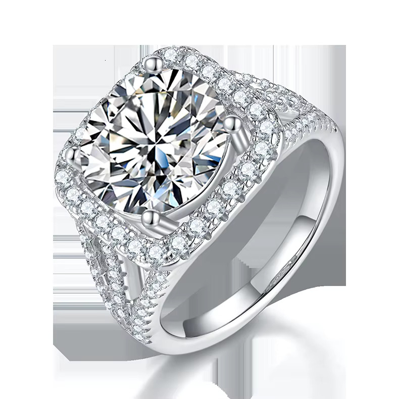 Classic With 5.0CT D White Moissanite Ring for Women