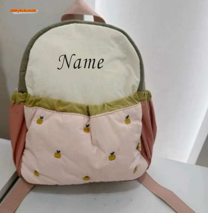 Personalized Children's Shoulder Color Matching Cute Apple Embroidery Kindergarten backpack Baby Mini Lightweight Travel Bag #ddmykukumalu