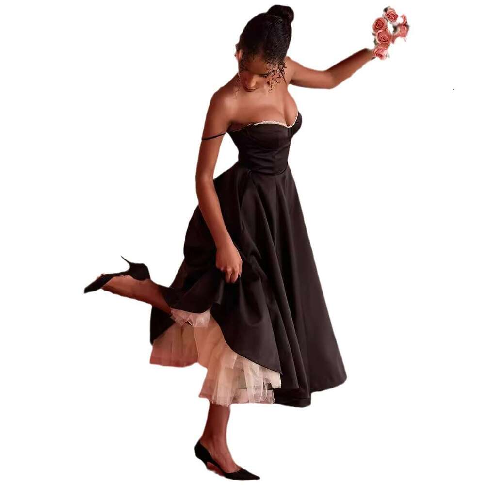 Women's Dress Sexy Women's New Camisole V-Neck Sleeveless Dress Fluffy Long Skirt