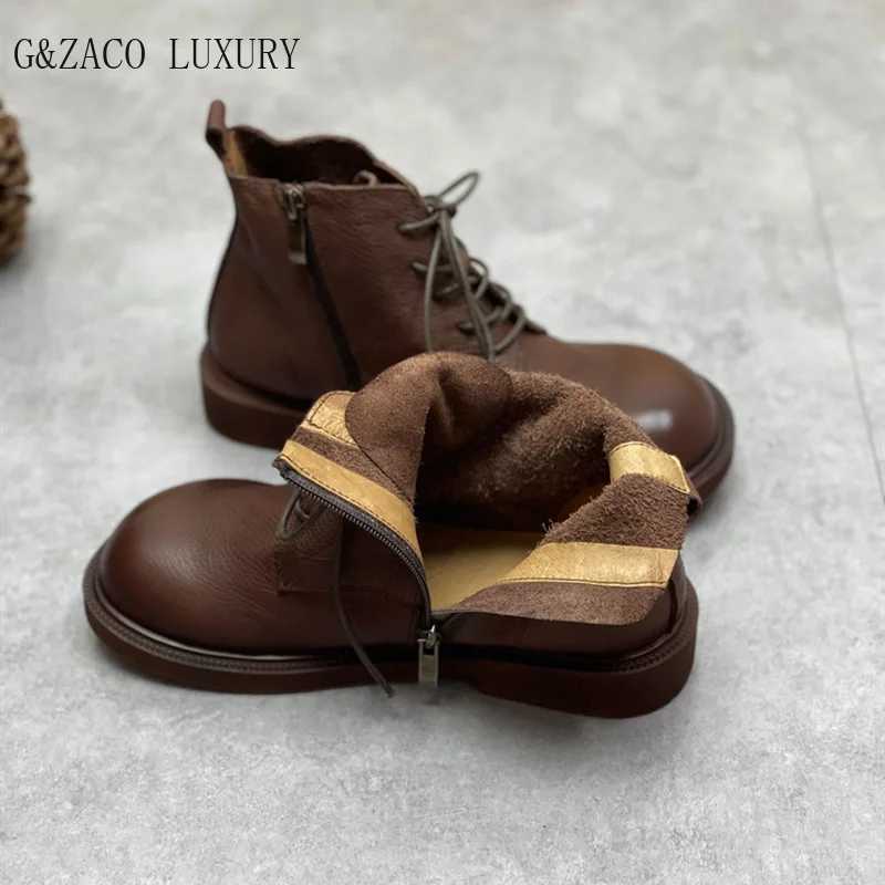 Autumn/winter Boots Big Nose Shoes Wide Toe Handmade Genuine Leather Soft Bottom Short Womens Boots Wide Nose Shoes Z250303
