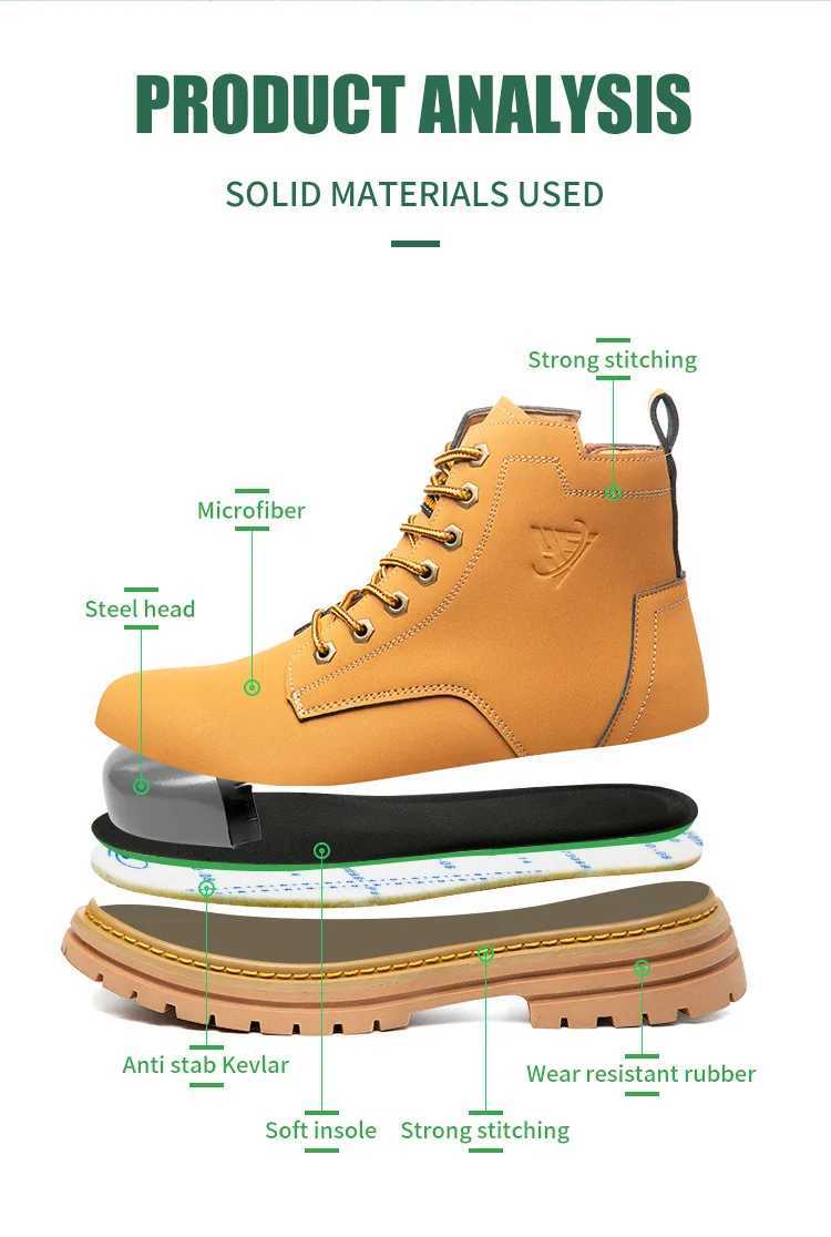 New boots safety shoes mens workwear boots anti shatter and anti stab breathable and wear-resistant protective shoes Z250303