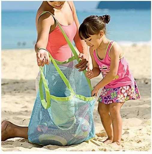 New Arrival Foldable mesh swimming bag portable beach bag childrens beach toy basket storage bag outdoor swimming waterproof bag T250303