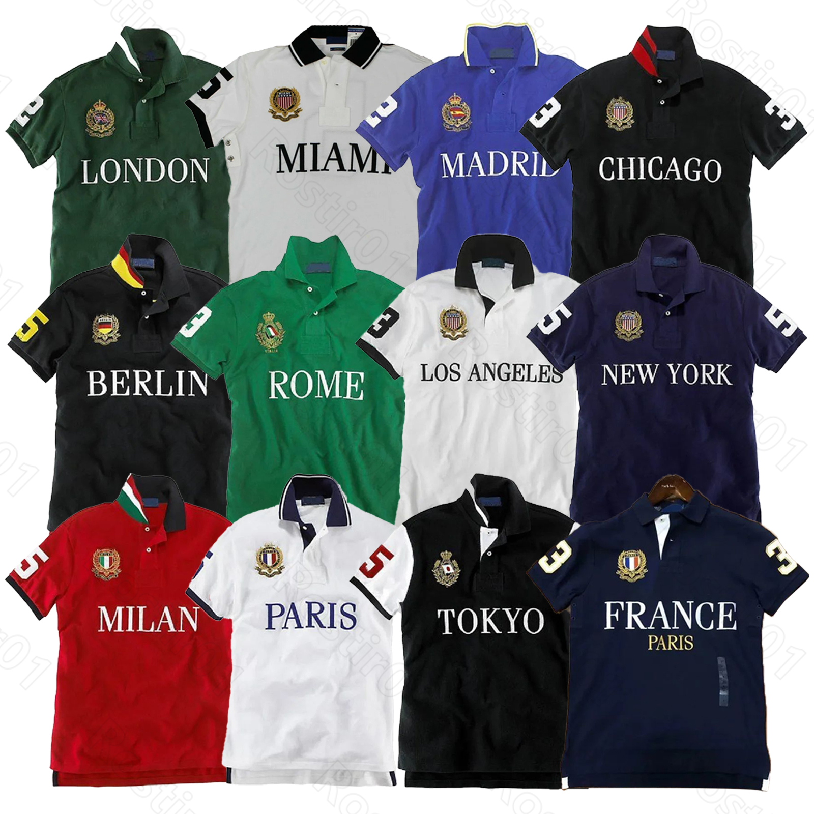 Mens polo T-shirt designer T-shirt men tshirt Tokyo Rome Dubai Los Angeles Chicago New York Berlin Madrid tee shirts M L XL 2XL