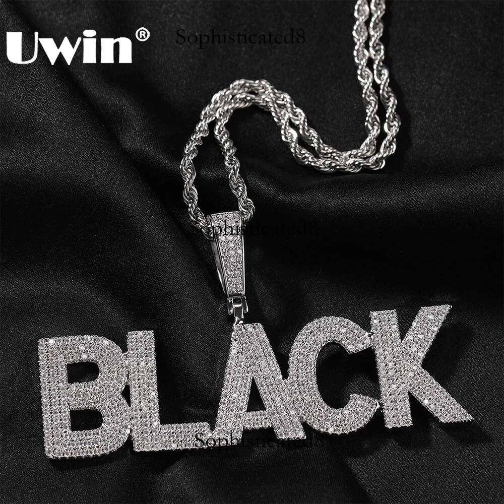 UWIN Custom Name Pendant Iced Out 3 Rows Cubic Zirconia Letters Charms Necklace Fashion Customized Jewelry