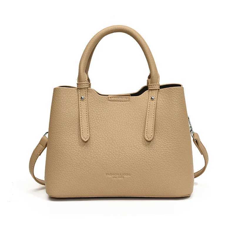 Luxury Designer PU Leather Lichee Pattern Womens Handbag Casual Crossbody Bag Bucket Tote Y250303