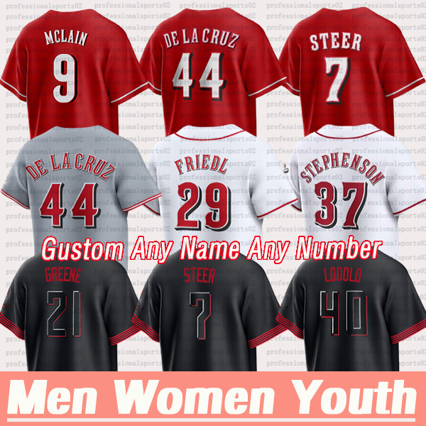 #44 Elly De La Cruz Jersey #11 Barry Larkin Joey Votto Reds Jersey Jonathan India Ken Griffey Jr. Joe Morgan Pete Rose Hunter Greene Johnny Bench Wil Myers Baseball Jerseys