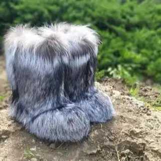 Womens Winter Snow Boots Outdoor Luxury Furry Real Raccoon Fur Boots Woman Fox Fur Warm Platform Shoes New Fashion Boots Z250303