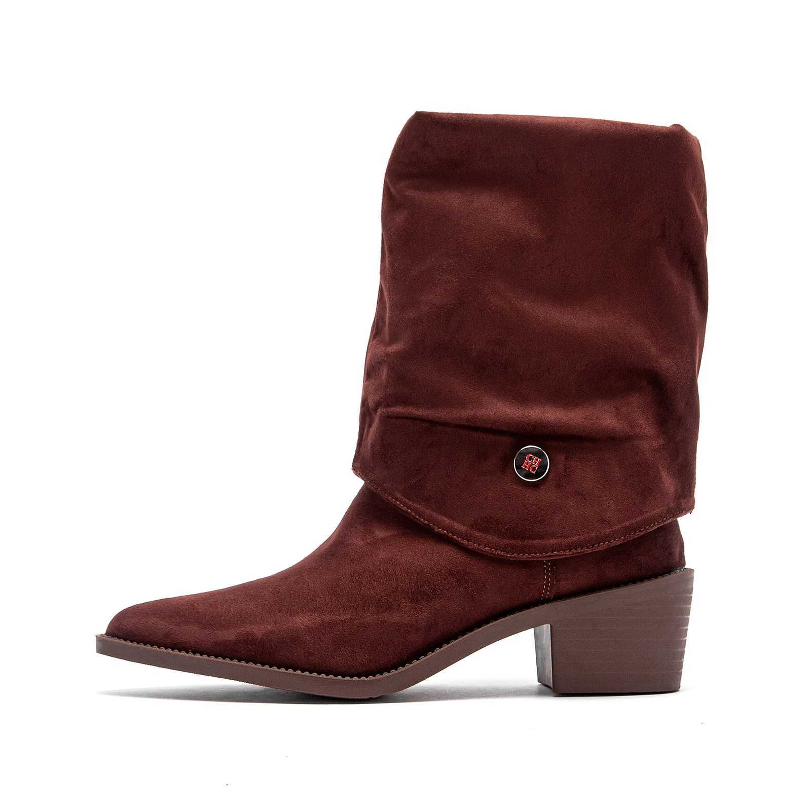 Autumn and Winter Womens Boots Luxury Brand Womens Shoes Medium Heel Medium Bucket Warm Pointed Toe Casual Shoes Sexy Fashion Z250303