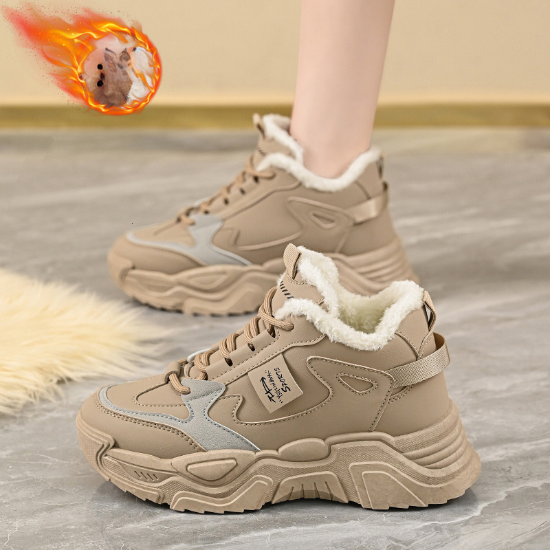 Velvet High Top Women s 2025 Winter Designer s New Thickened Warm Leisure Multi Functional Sports Thick Soled Height Increasing Cotton Shoes
