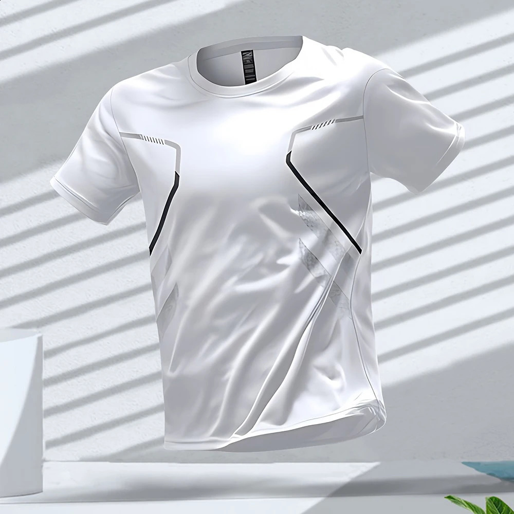 Mens Tshirts Sports Running Tshirt Color Block Men Quickdrying Breathable Short Sleeve Round Neck Active Tee Outdoor Workout 250224