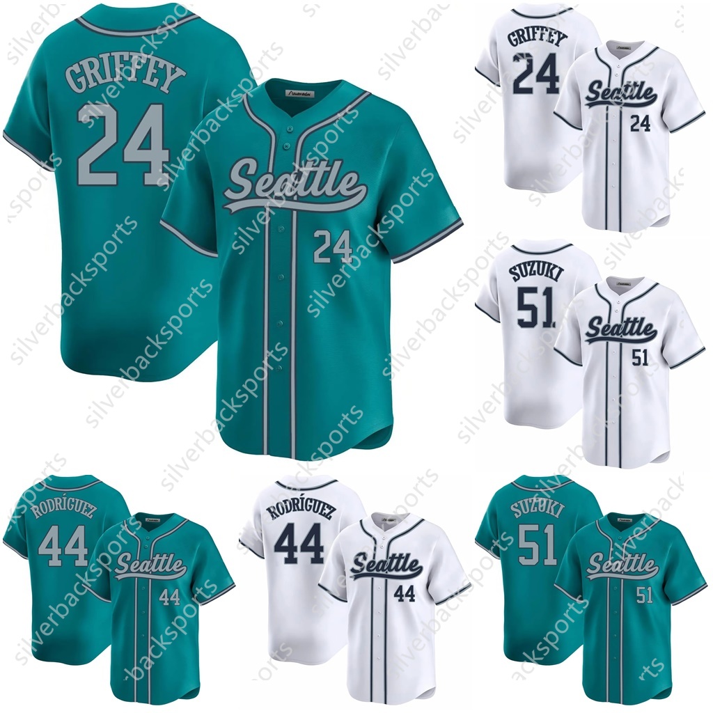Mens/Youth/ Women Baseball ed Jerseys 24 Ken Griffey Jr. 11 Edgar Martinez 17 Mitch Haniger