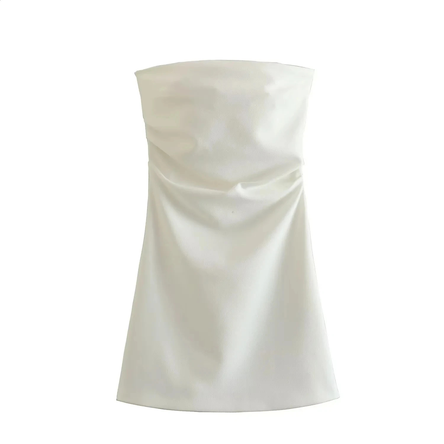 TRAF dress womens off shoulder tight corset short sleeved strapless blue black and white sexy party 250228