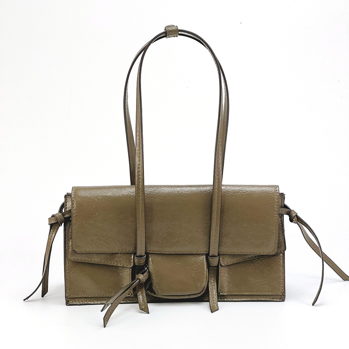 toteBag Shoulder bag ROSE NOIRE Women's Autumn/Winter New Style Black Green Pocket Decoration Trendy Handheld Single Shoulder Underarm Bag