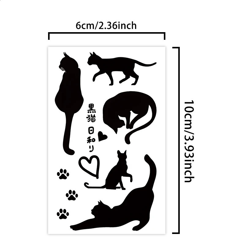 1 black cat waterproof temporary tattoo sticker for one to two weeks used arms and legs 250219