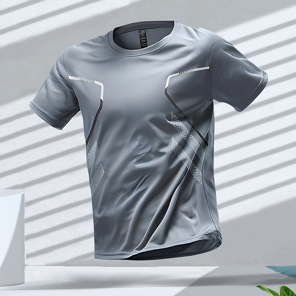 Mens Tshirts Sports Running Tshirt Color Block Men Quickdrying Breathable Short Sleeve Round Neck Active Tee Outdoor Workout 250224
