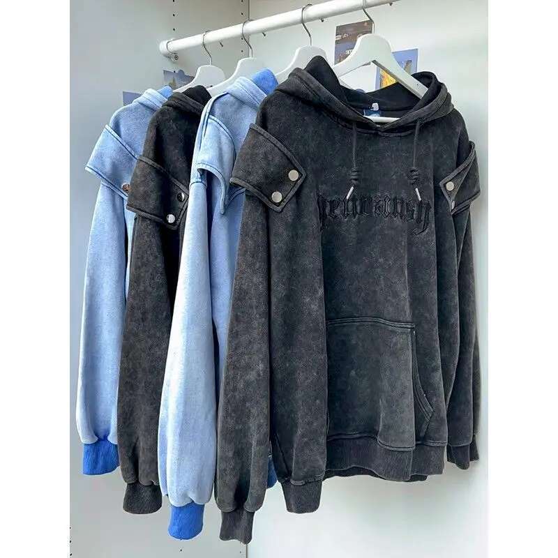 Oversized Hoodies Women Fashion Design Couples Hoodie American Vintage Casual Letter Printied Hooded Coats Autumn Trend Jackets