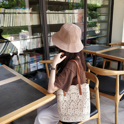 2025 new Korean version Sen series lace shoulder handbag women's shopping large capacity bucket bag women