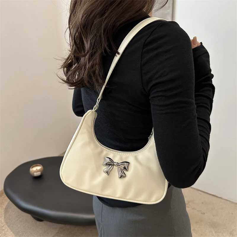 Bow Shoulder Bag Y2k Purse for Women Girls 00s 90s Mini Underarm Bag Luxury Handbag Chic Top Handle Hobo Clutch Bag Small Purse Y250303